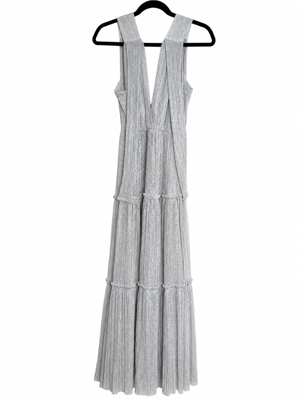 Sabina Musayev Silver Shimmer Maxi Dress